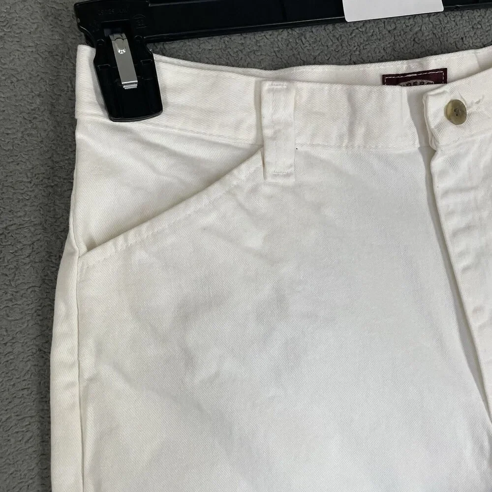 Riders Casuals White Denim Bermuda Shorts High Waist Cuffed Women's 10M Cotton - Picture 3 of 13